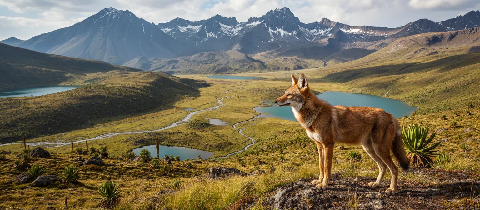 Ethiopian wolf in the Bale Mountains