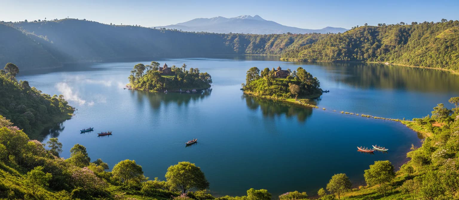 Wanchi lake crater and island