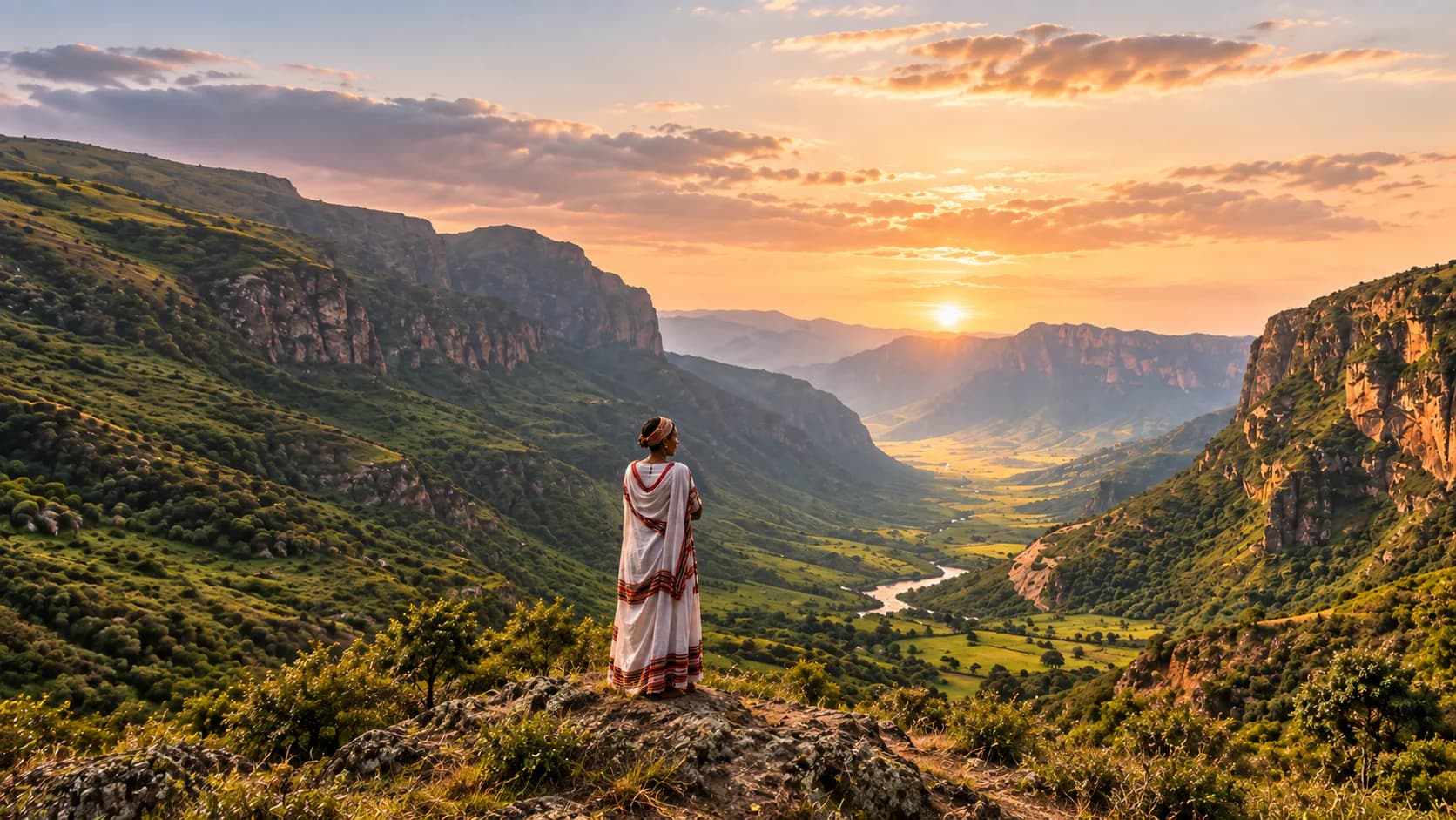 Scenic Oromia highland valley landscape